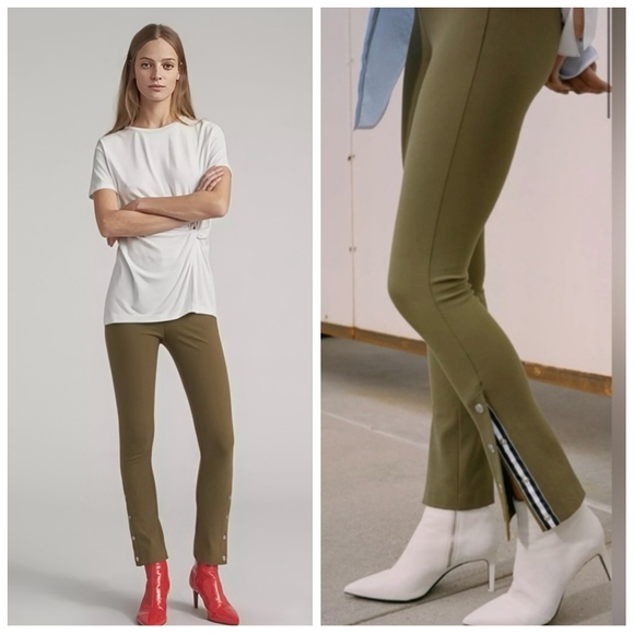 Rag & Bone $325 Simone Snap Ankle Pants Olive Green Women's 10 Effortlessly Chic